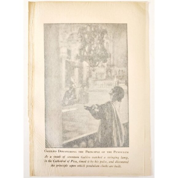 1919 Galileo Pendulum Pisa Photogravure Time Telling Through Ages Print DWSS24 - Picture 3 of 3